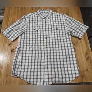 Carhartt Mens Short Sleeve Button Up Relaxed Fit Plaid Shirt Size Large